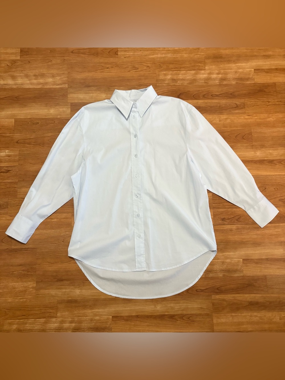Jason Wu Women's Crisp Blue Button Up Shirt Oversized Office Blouse Top Medium